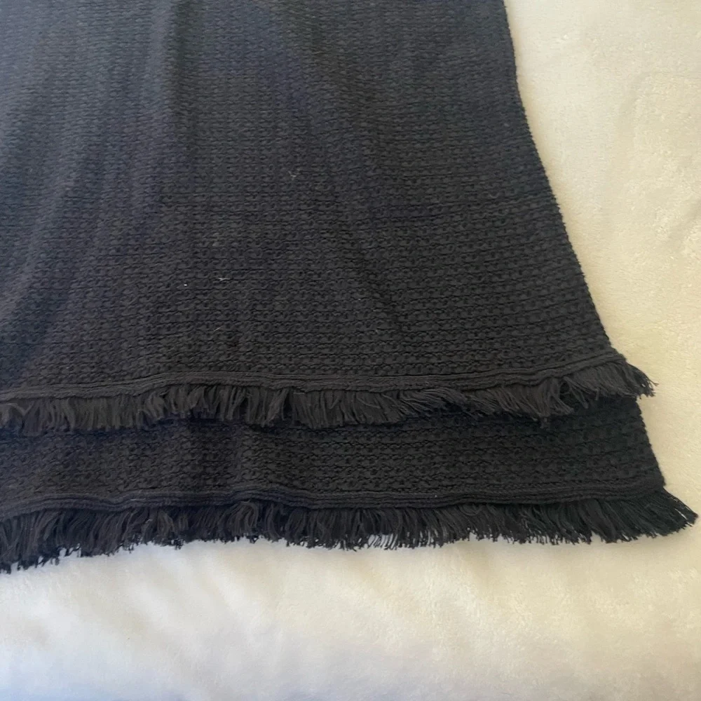 J. Crew Black Fringe Knit MIDI Dress